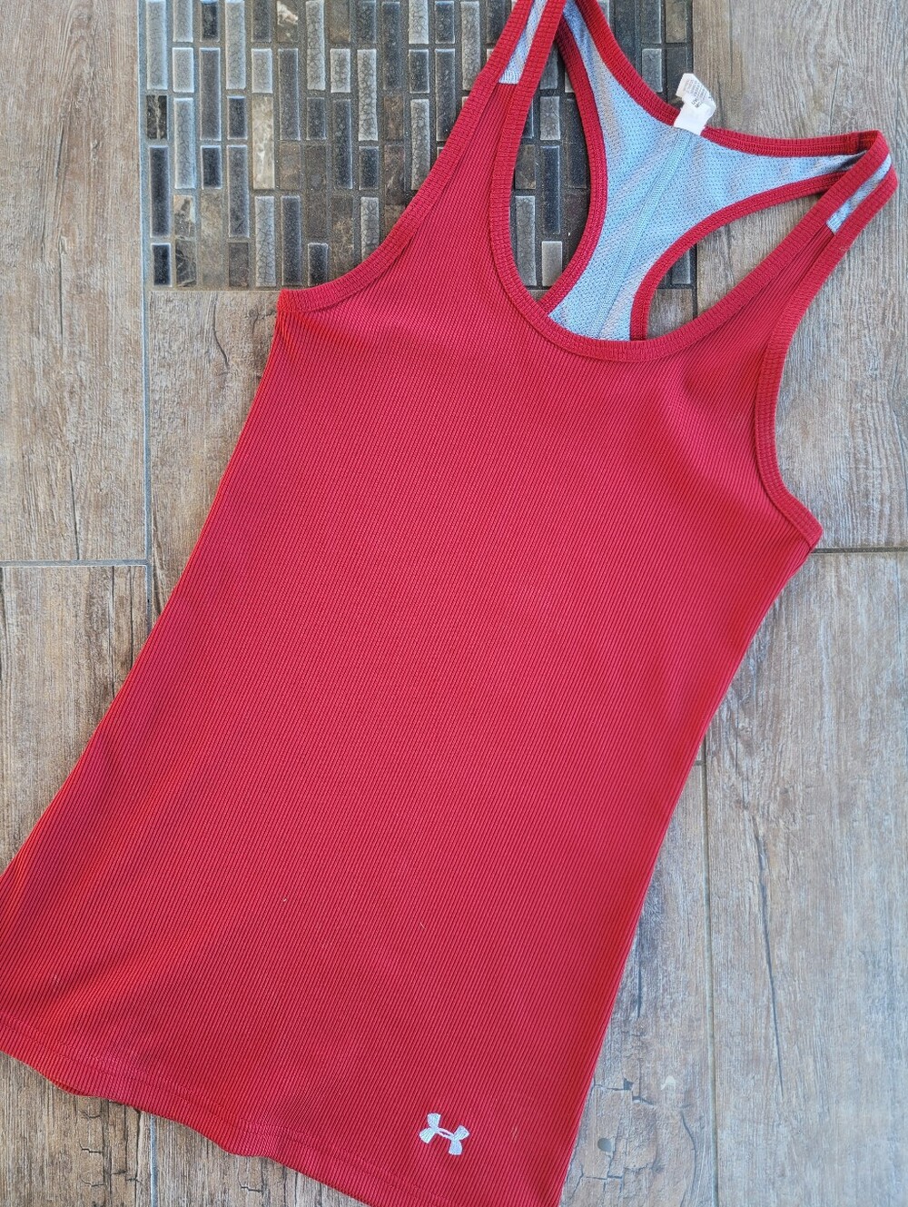 Under Armour Red Ribbed Racerback Performance Tank